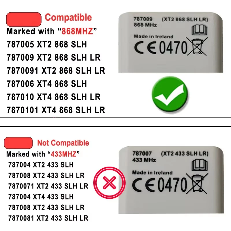 Work With XT2 XT4 868 SLH LR 787009 787010 787005 787006 Gate Remote Control KeyFob 868MHz Garage Door Command Transmitter