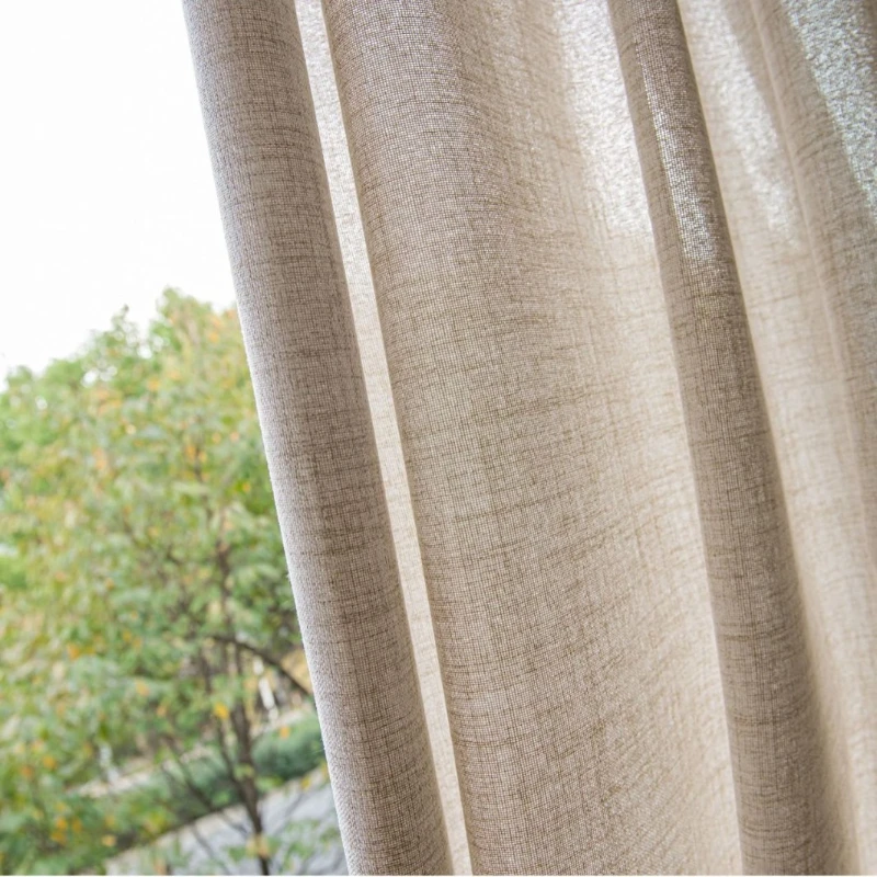 Brown Tulle Linen Window Screen Sunscreen and Light-transmitting for Bedroom and Living Room Fashion Elegant Luxury Custom Size