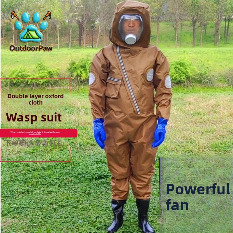 Hornet clothing, hornet protective clothing, electric fan one-piece thickened and breathable Oxford canvas anti-bee clothing