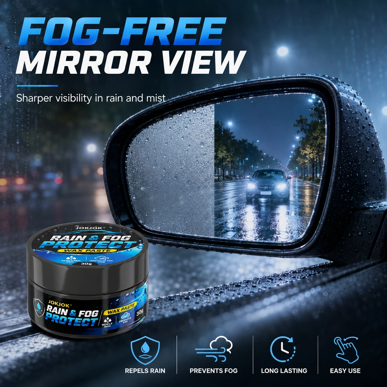 Car Glass Waterproof Spray Kit: Hydrophobic Anti-Rain/Anti-Fog Coating, Suitable for Car Windows, Mirrors & Bathroom Glass