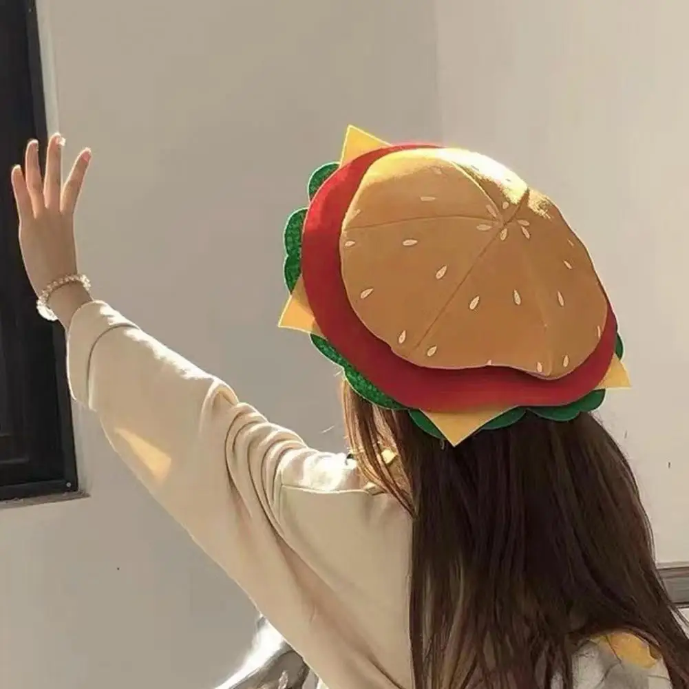 Men Hamburger Hat  Funny   Adults Hamburger Hat Female Male Cheeseburger Hamburger Cap