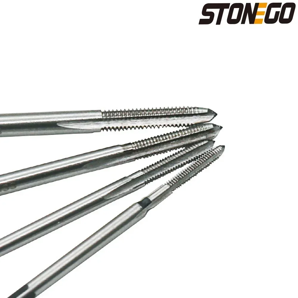 STONEGO 10 Stück metrischer Gewindebohrer M1 M1,2 M1,4 M1,6 M1,7 M1,8 M2 M2,5 M3 M3,5 gerader Nut Maschinenstopfen Gewindebohrer-Set – Detail 5