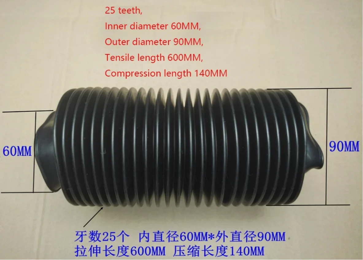 ID60mm Rubber Corrugated Sleeve Flexible Moulded Bellows Oil Resistant Dust Hose