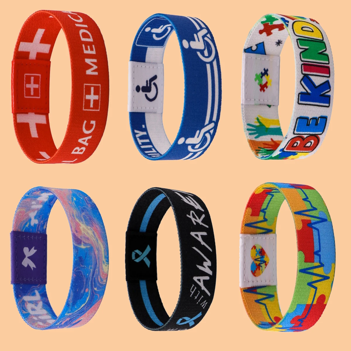 الإعاقة التوحد القماش تمتد معصمه سوار مرنة المعصم الفرقة الكفة سوار الرياضة عارضة الإسورة للنساء الرجال الهدايا #1