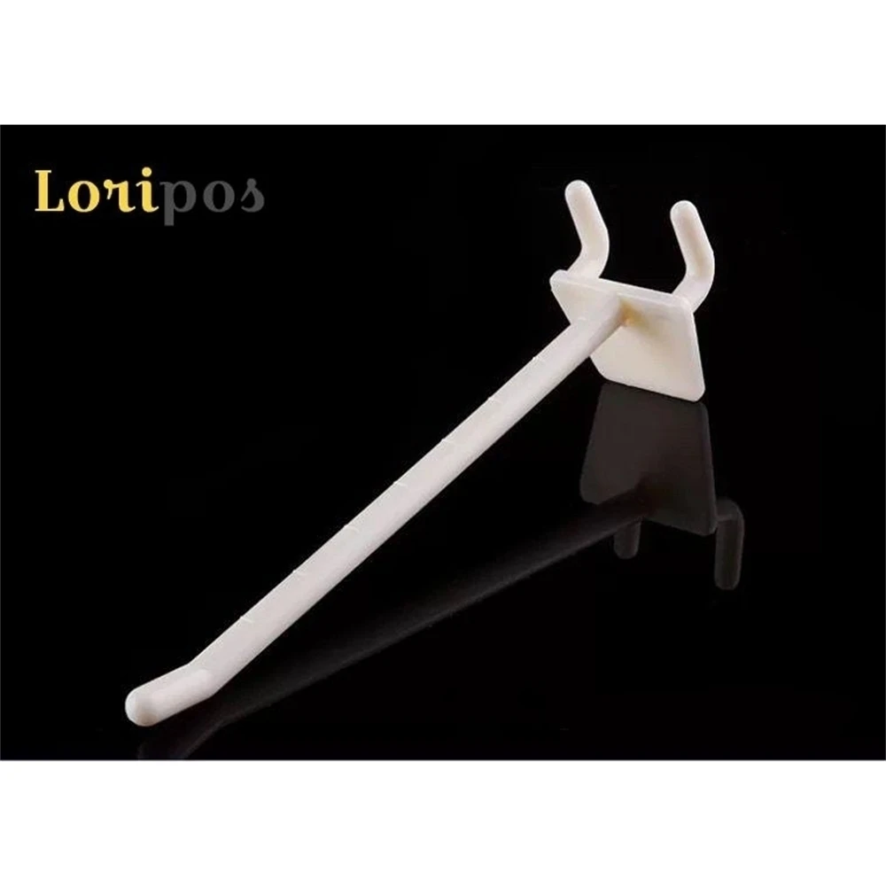 Ganci appendiabiti per esposizione di prodotti in plastica bianca per pannelli forati per riporre gli articoli Scaffale per supermercati 100 pezzi