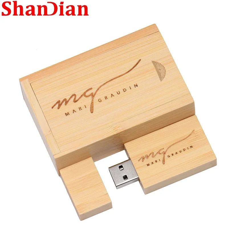 Gratis Aangepast Logo 64GB DOOS + USB Huwelijkscadeau 32GB Pen Drives Fotografie Studio 16GB Flash Drive Memory Stick Houten 8GB U Disk