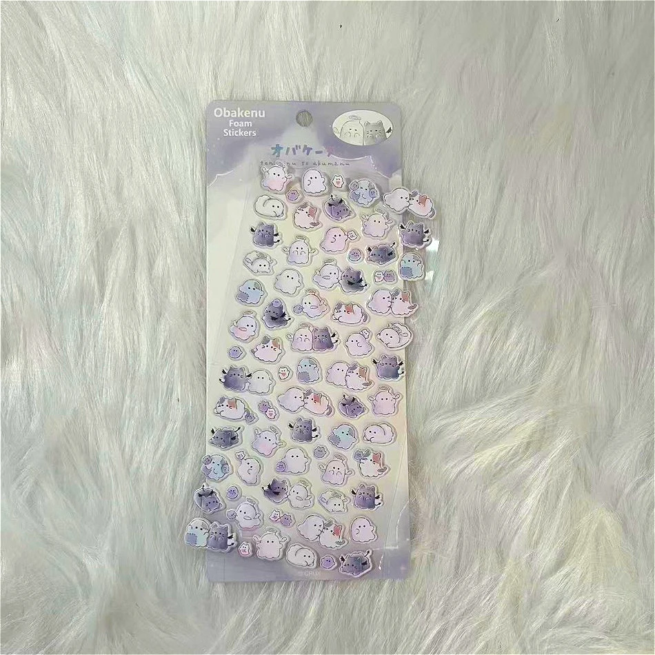 귀여운 유령 요요 가족 신선한 버블 코튼 스티커 - 어린이 스크랩북 다이어리 장식 스티커 선물