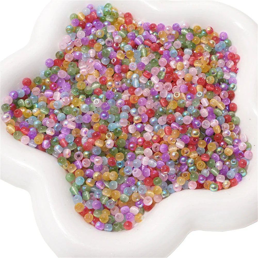 150Pcs/4mm High-Quality Cat Eye Seed Glass Multi-Color Rice Loose Spacer Beads For Jewelry Making DIY Accessories