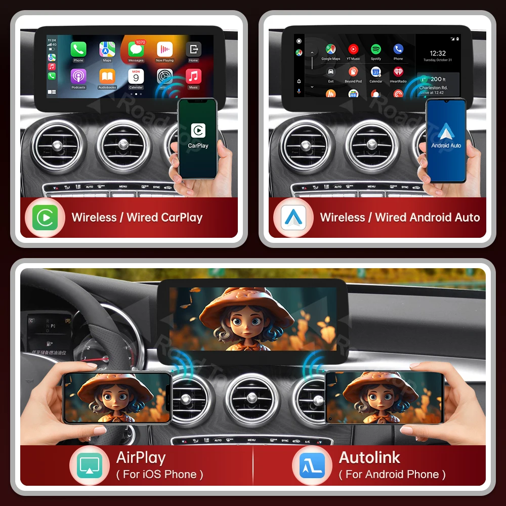 شاشة لينكس للوسائط المتعددة الأوتوماتيكية من Road Top CarPlay Android لسيارة Mercedes-Benz C Class W205 GLC V Class W447 2015-2019 NTG5.0 5.1 5.2 #4
