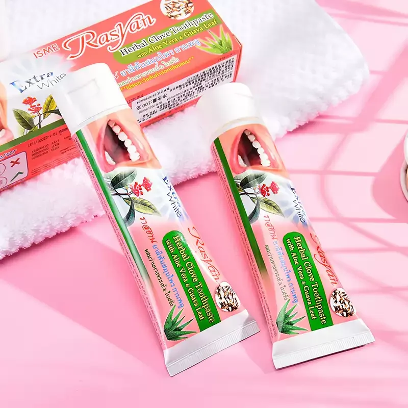 RASYAN Herbal Clove Tooth Powder from Thailand, Whitens Teeth by Removing Smoke & Tea Stains, Freshens Breath