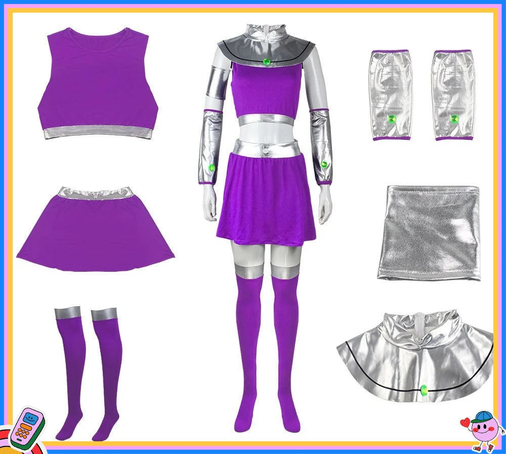 Starfire Косплей Костюм Хэллоуин Карнавальная Вечеринка Одежда Starfire Косплей Костюм Хэллоуин Карнавальная Вечеринка Одежда