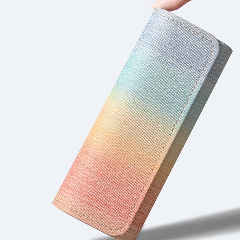 

Minimalist Fresh Rainbow Glasses Box Sunglasses Storage Box Eyewear Cases High-Quality Portable Pu Leather Glasses Storage Bag