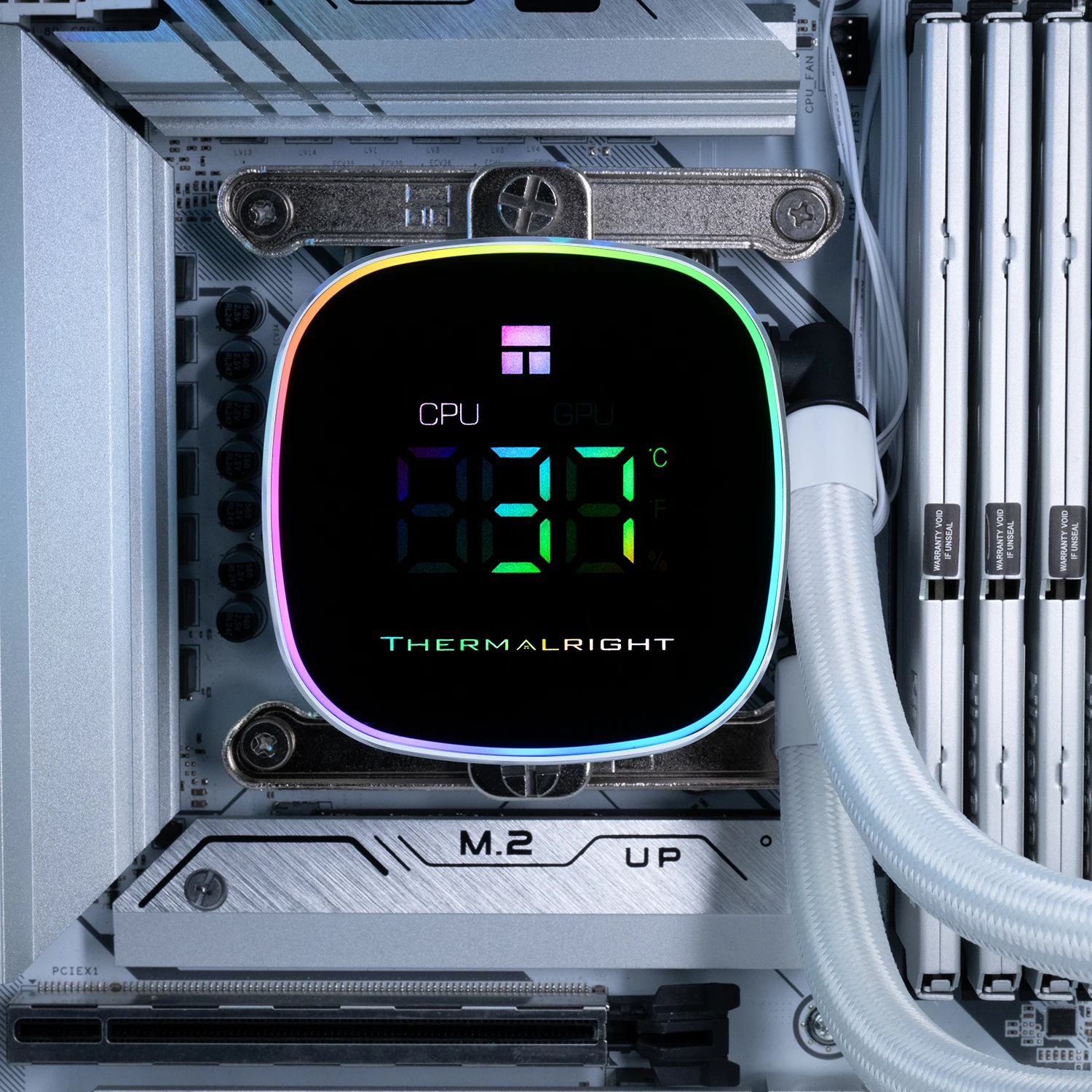Thermalright Frozen Horizon 360 DIGITAL ARGB White AM5/AM4/LGA 1851/1700/1200용 일체형 수냉 라디에이터 수냉 쿨러 360mm 자석식 스크린