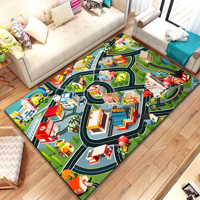 Kids Carpet City Play Mat, Learn & Have Fun Safely for Cars & Toys，Pack Playmat City Life Carpet for Kids,Play Room Rug 15 Sizes