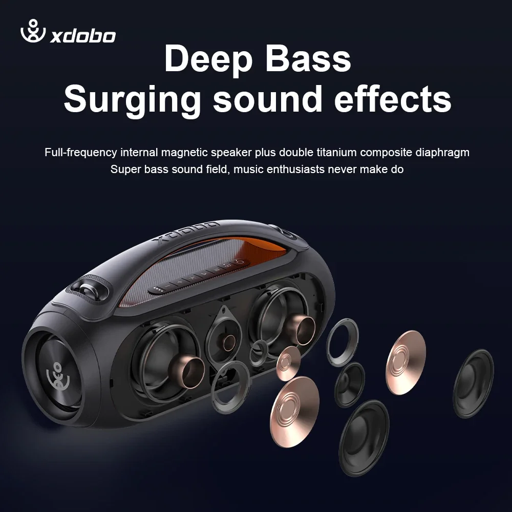 

XDOBO Vibe Plus 80W Blue Tooth Speaker Portable Loud Bass Sound Bar Smart Gadgets For Music Lovers