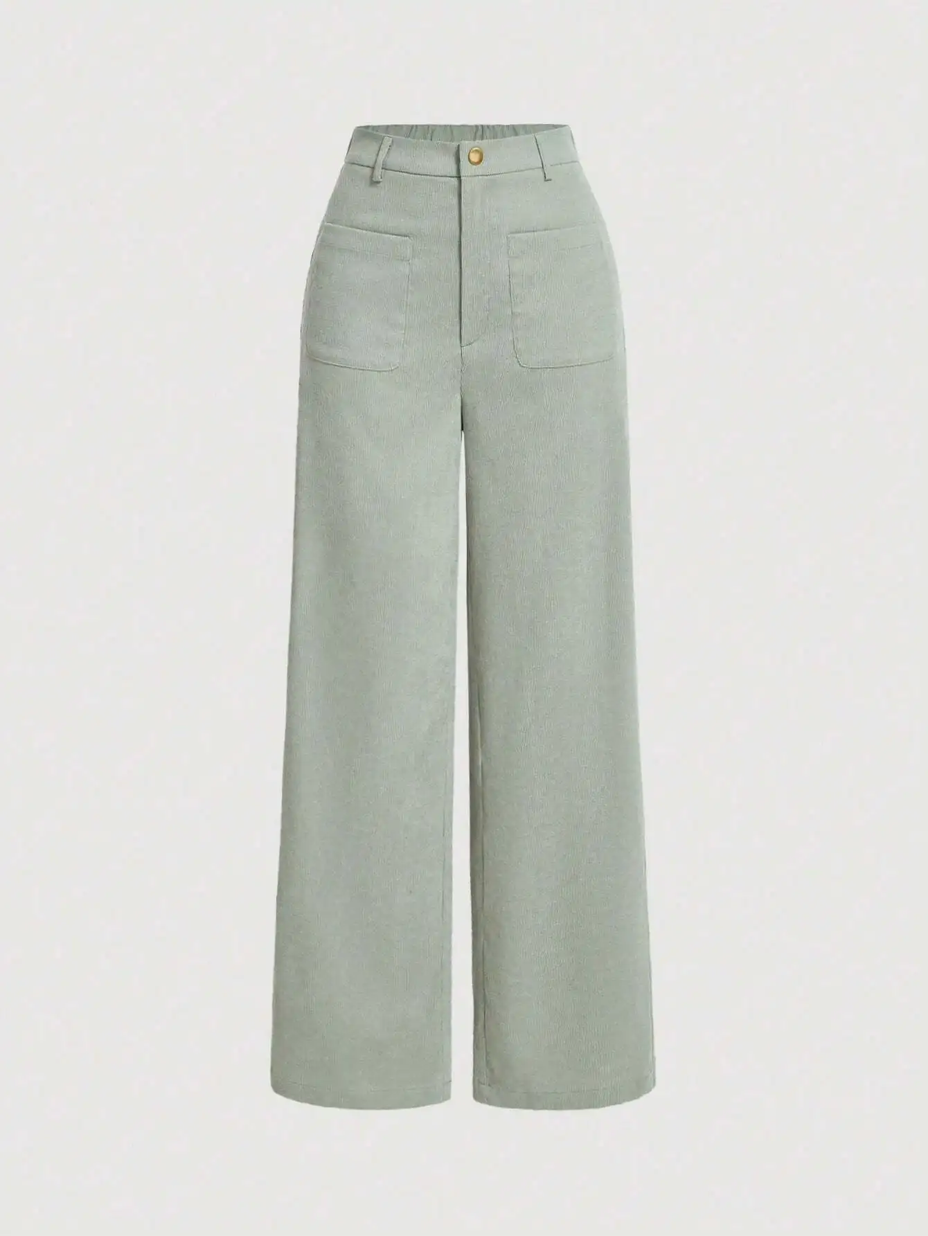 

Women's Mint Green High-Waisted Wide Leg Pants with Front Pockets