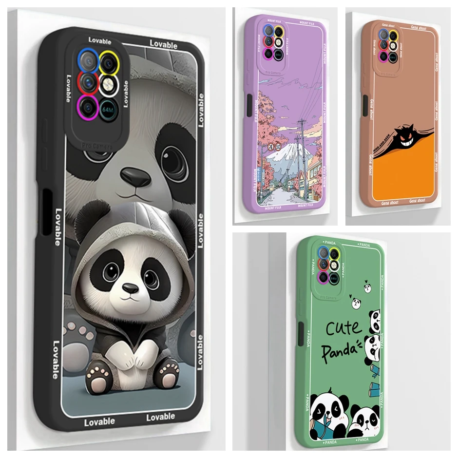 Silicone Case for Infinix Note 8, X692 Cover Lovable Cute Panda Soft Phone Shell for Infinix Note8 Cases Straight Edge Fundas