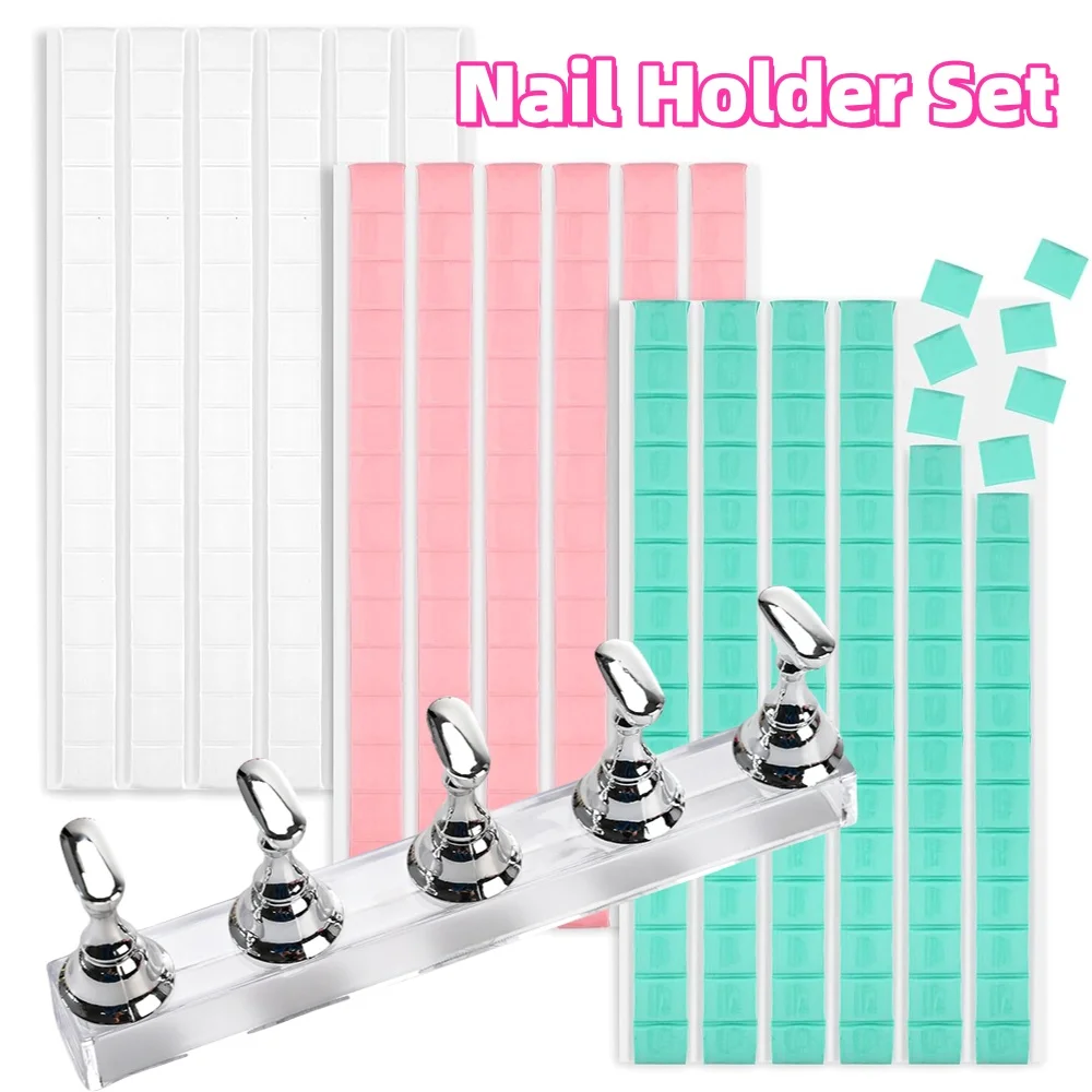 

1 комплект магнитного держателя для ногтей и 96 шт. многоразовая клейкая глина для нажатия на ногти, инструменты для дизайна накладных ногтей # #