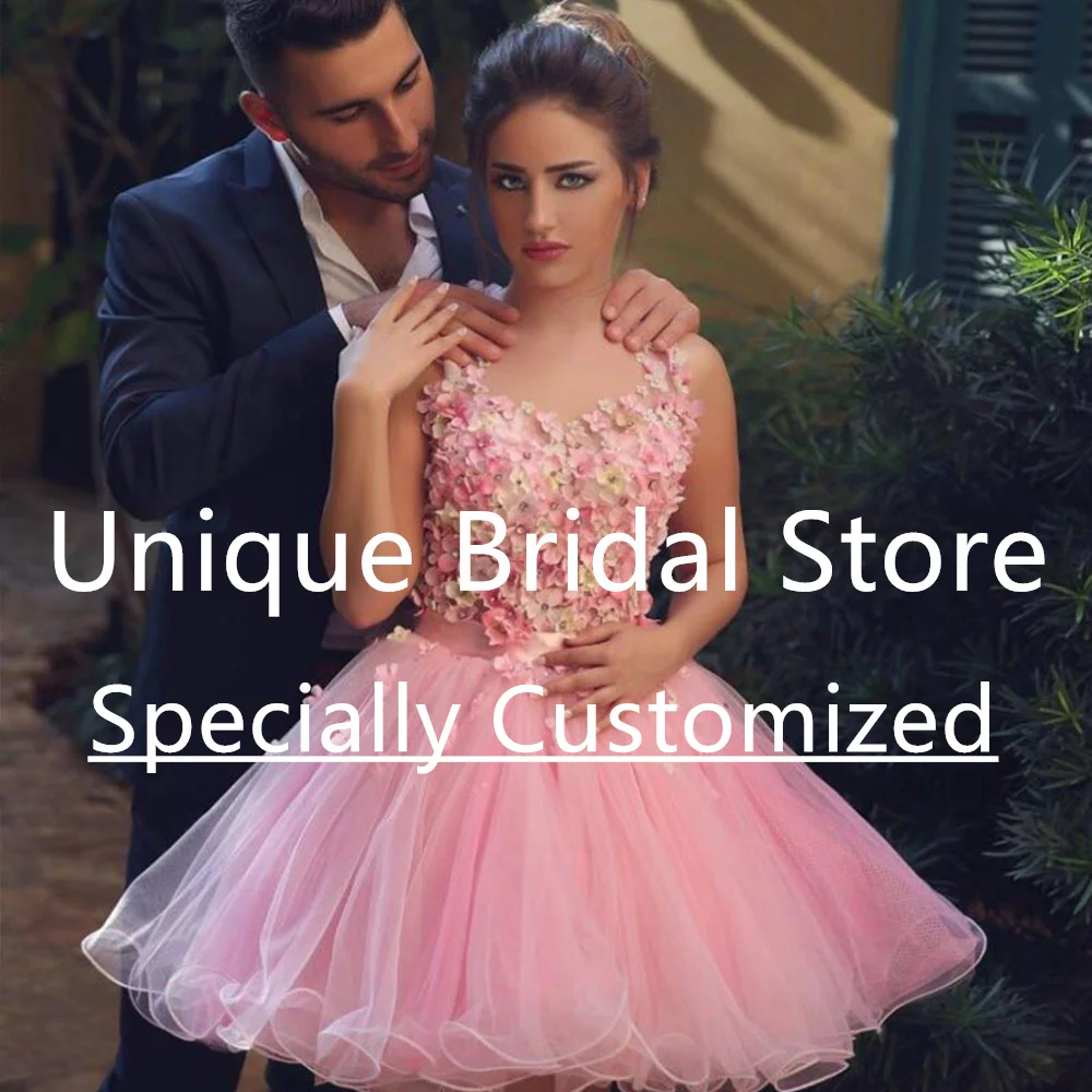 CustomizedProm Dresses Tulle Mini A-Line Scoop-Neck With Bow Covered Button Sleeveless Ribbon Pleat Beautiful Short Cocktail Dr