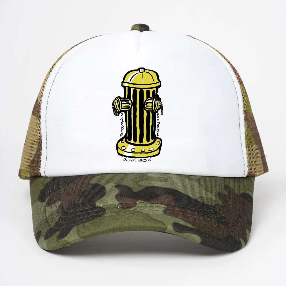Deathbox Fire Hydrant Vintage 80s Skateboarding Mesh Baseball Cap Summer Outdoor Sun Protection Trend Hat Cap For Men Women