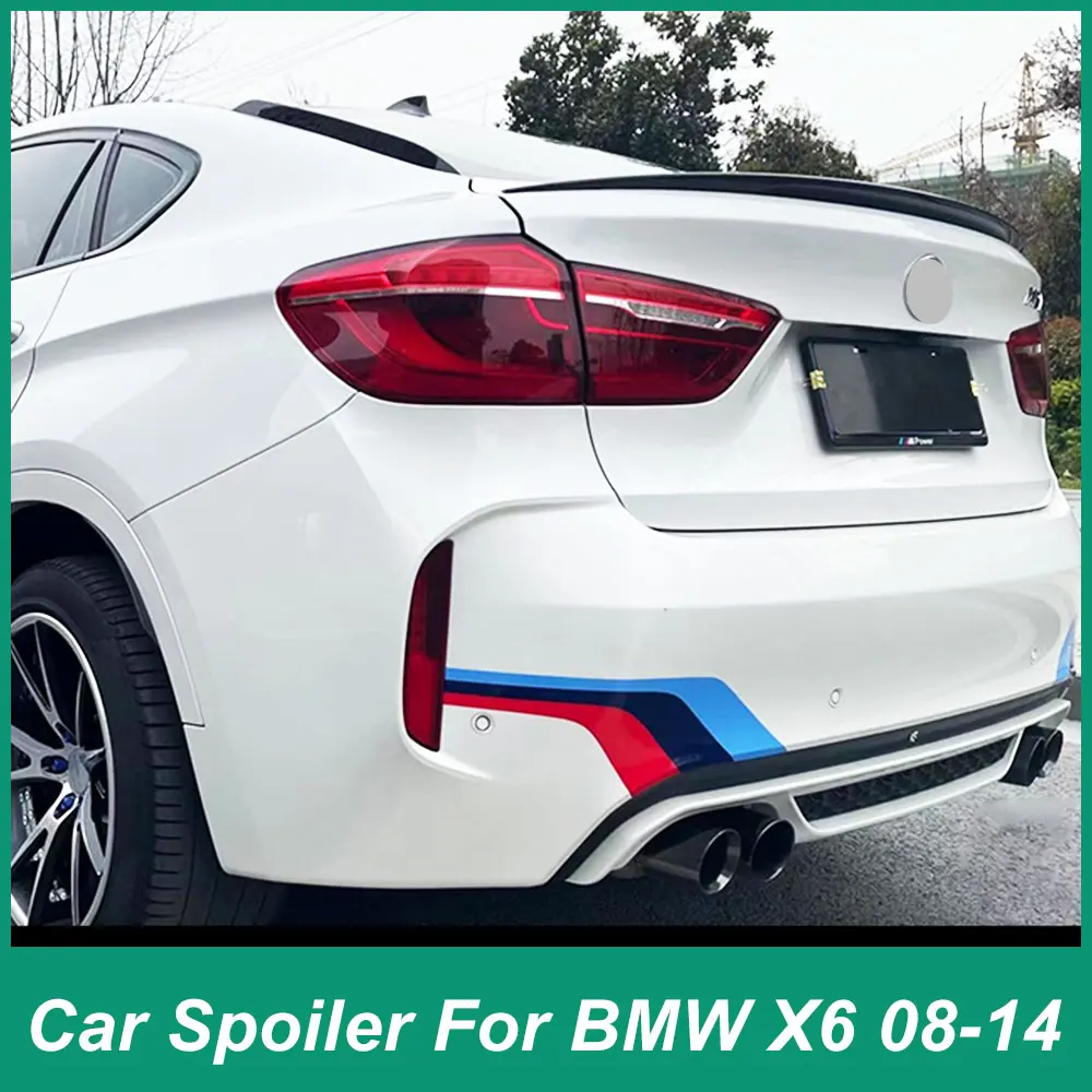 Suitable for BMW X6E71 2008 09 10 11 12 13 Rear Trunk Iid Spoiler Fender ABS Plastic Car Tail Wing Design Black And White Carbon