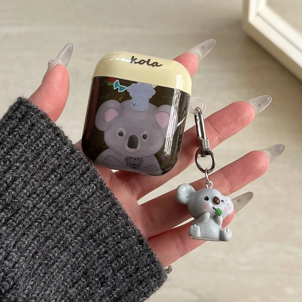 Cute Koala Pattern Case For AirPods 4 ANC Pro 2 Earphone Protecitve Cover For Air Pods 1 2 3 4th Generation Case with Pendant