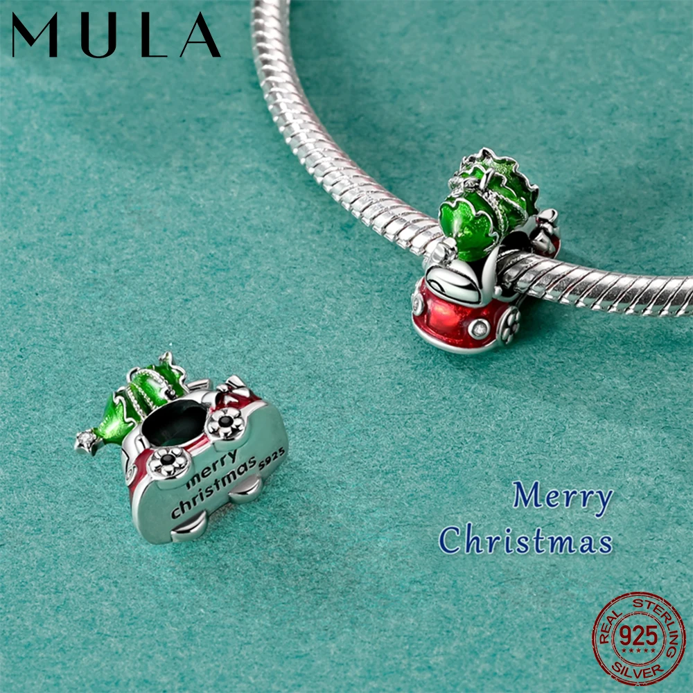 

Рождественская елка из стерлингового серебра 925 пробы, автомобильные бусины, подвески, подвески, подходят для женщин, оригинальный браслет, сделай сам, Рождественский подарок