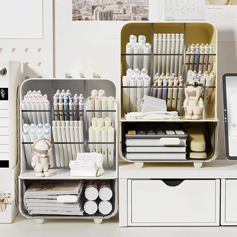 Clear Desk Organizer Pen Holder Multi-layer Pencil Storage Box Office Stationery Supplies Organizer Home School Desk Accessories