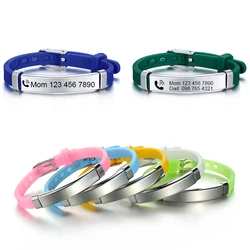 Personalized Baby Anti Lost Bracelet Custom Engrave Name ID Phone Number Secure Soft Silicone Bangle For Kid Family Jewelry Gift
