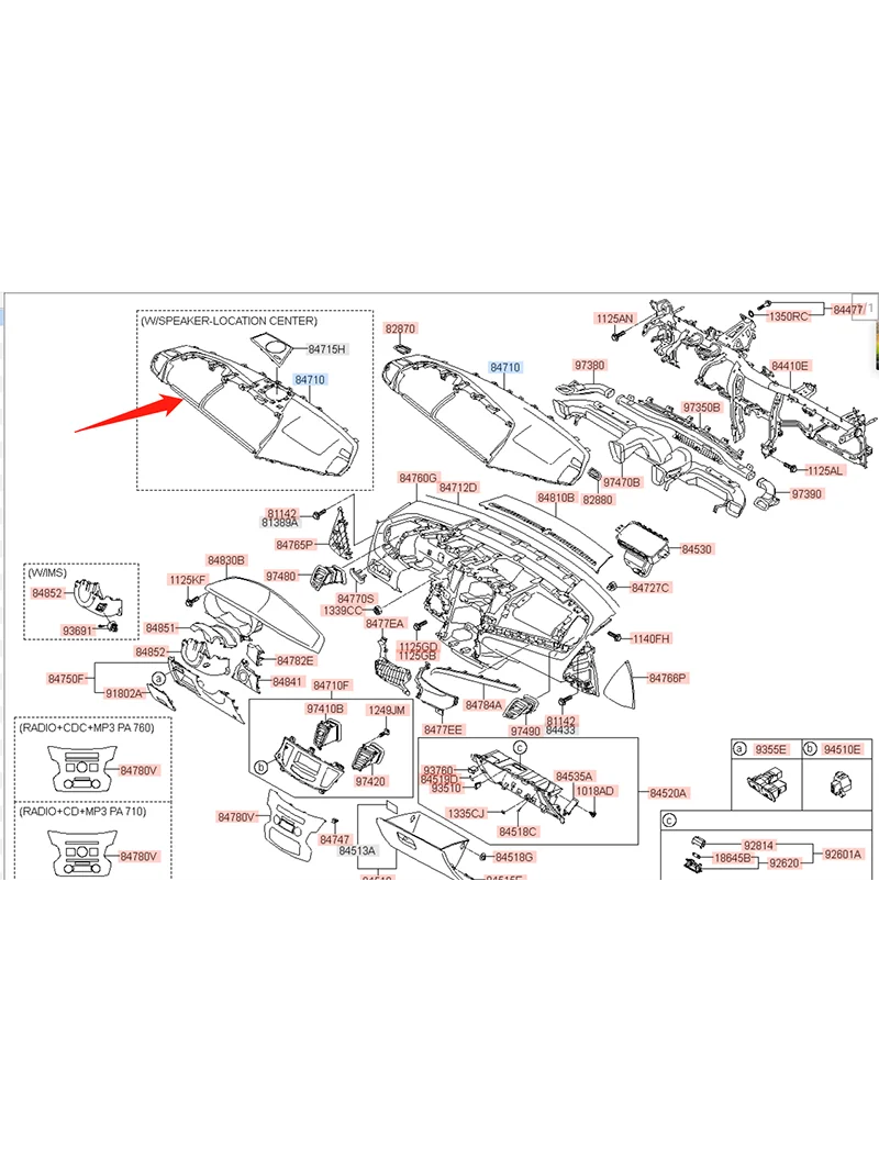 Brand New Genuine Center Console Instrument Panel 847103R000WK For Kia Cadenza 2009 2010 2011 2012