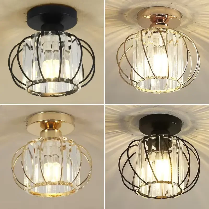 Modern minimalist crystal E27 ceiling light for kitchen, dining room, corridor, dressing room, entrance lighting