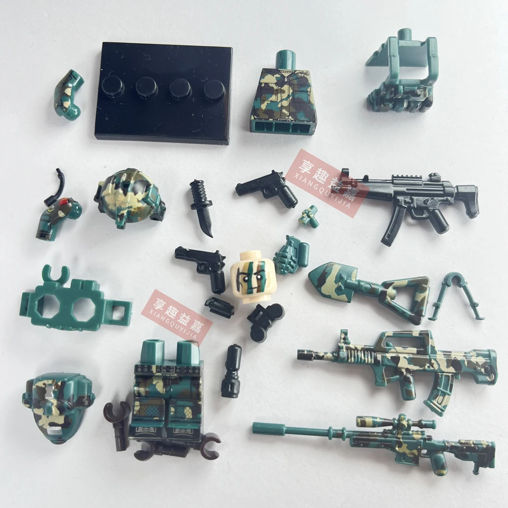 New Modern City SWAT Commando Special Forces Military Weapon Building Blocks Army Soldier Figures Police Gun AK Bricks Toys