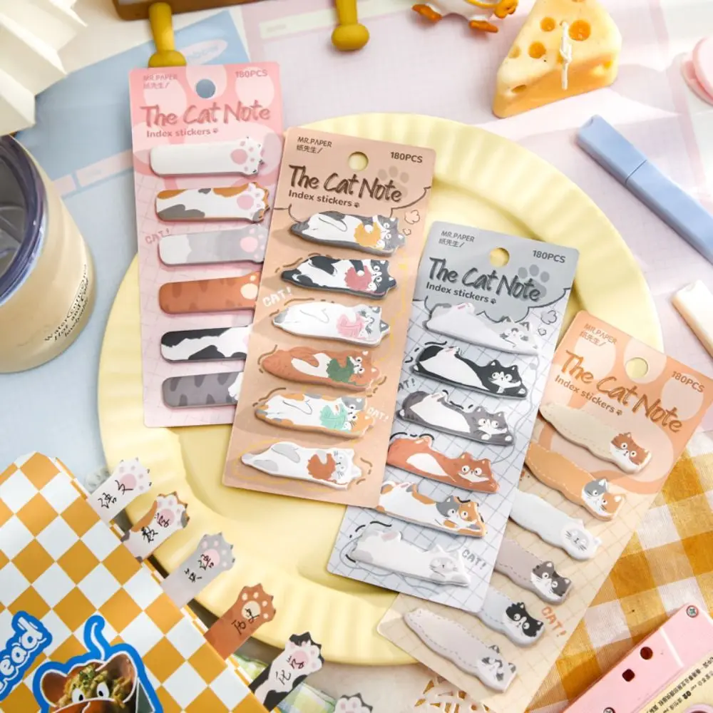 

Cute Memo Pad Cat Index Sticker Meow Cartoon Kitty Index Dividers Posted Label Cat Paw Sticky Note Office