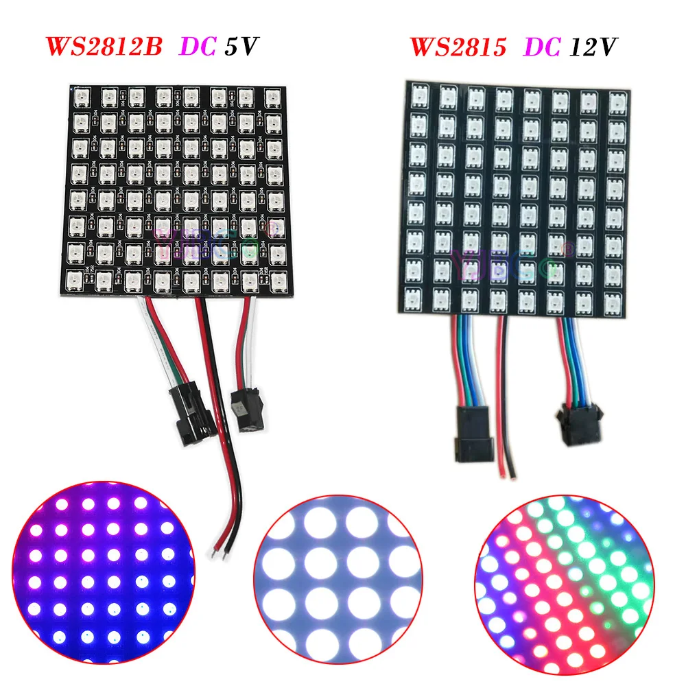 5V 12V Ws2815 Ws2812b Rgb Led Pixels Matrixpaneel Scherm Digitaal Individueel Geprogrammeerd Adresseerbaar Full Color Display Board