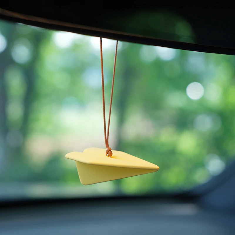 Paper Airplane Car Charm Paper Plane Car Pendant Car Aroma Diffuser Rearview Mirror Pendant Car Interior Decoration image 2