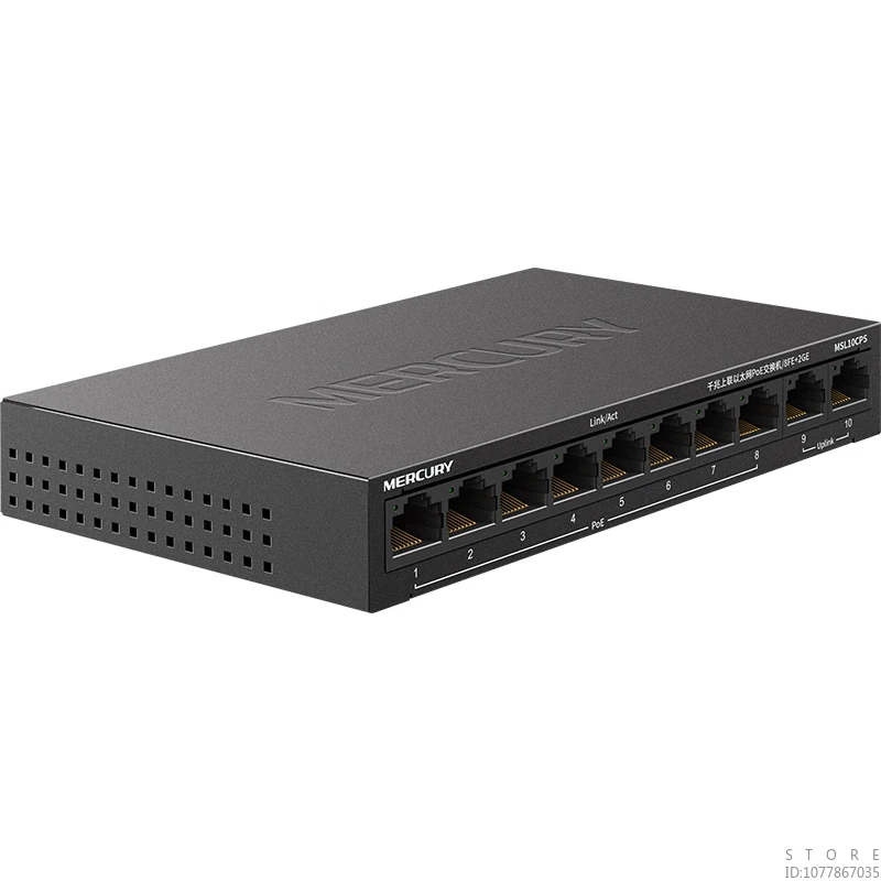 MERCURY 8-port 10/100Mbps PoE @65W+2 Ports Gigabit Uplink Network Switch Unmanaged, Ethernet Splitter, Plug & Play MSL10CP