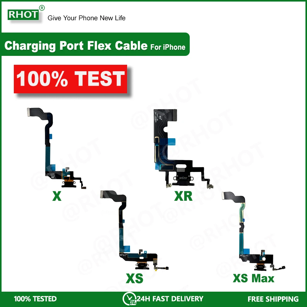 

1PCS USB Port Charger Dock Connector Mic Charging Flex Cable For iPhone X /XR / XS / XS Max Charging Port Flex Cable Replaceable