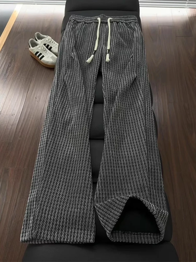 

Casual Men's Corduroy Straight Leg Pants Autumn Winter Vintage American Folded Knife Pants Trendy Brand Stripe Casual Straigh...