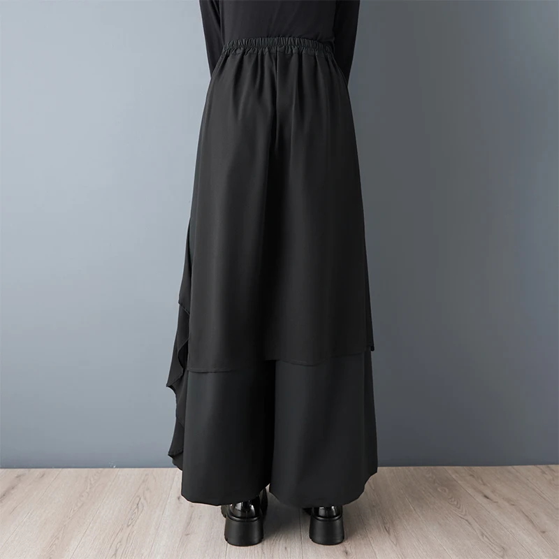 ファイオナブルなアシンメトリースプライシング9ピースパンツ 春夏新作 スリーハイウエストストレートレッグカジュアルパンツ レディース