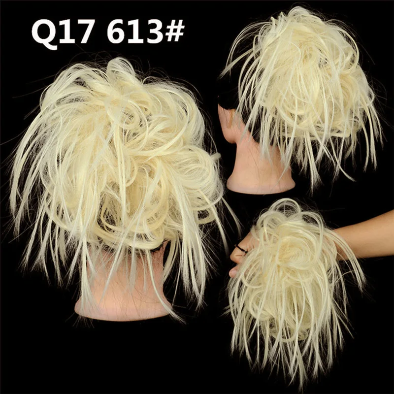 Synthetischer, unordentlicher, flauschiger Haarknoten, zerzaustes Haarteil, elastisches Band, Chignon, Haargummi, Pferdeschwanz-Erweiterungen, Haarschleife für Frauen – Detail 12