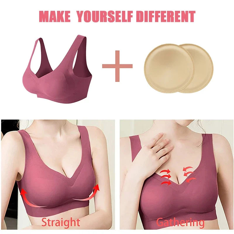 Inserti per reggiseno push-up traspiranti, bordo cucito, rinforzatori per il seno, imbottitura rimovibile, coppa A, B, C, D, 1 paio