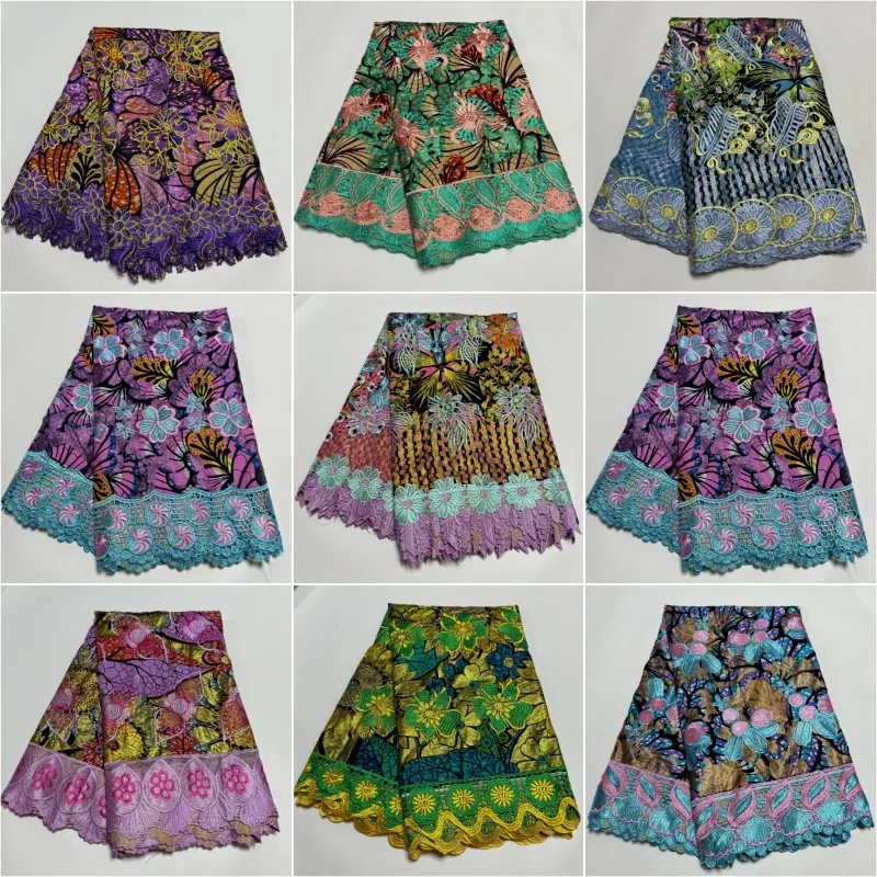 

Африканская хлопчатобумажная ткань с восковым принтом, восковая ткань Grand Super Hollandais, золотой восковой блеск, 6 ярдов