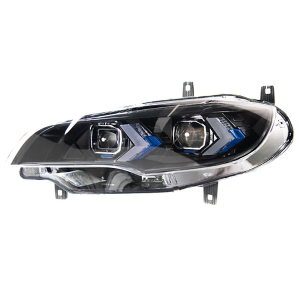 

For 08-14 for X6 Headlight Assembly E71 Modified New Arrow Dual-Color Led Daytime Running Light Lens 12V