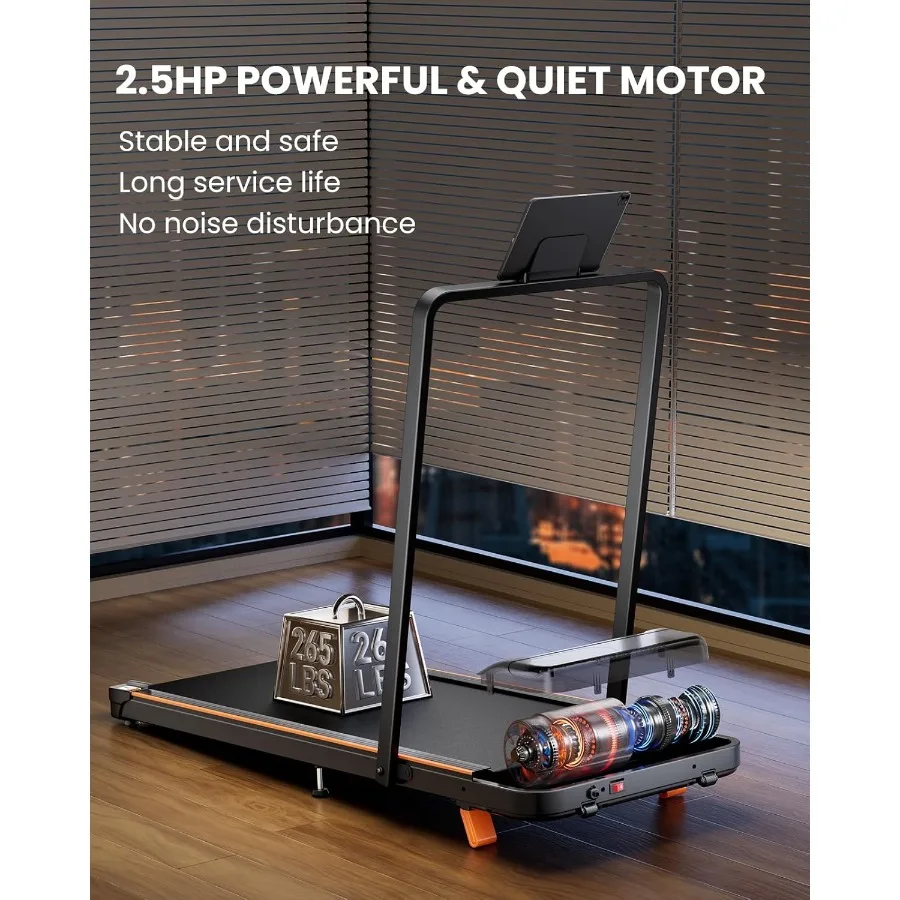 Walking Pad 2,5 PS Walking Pad mit Lenker 2-in-1 faltbare Walking Pad mit Neigung kleines Laufband mit LED-Anzeige und Re