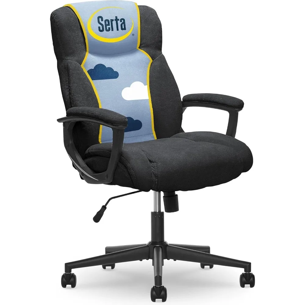 

Serta Connor Executive Office Chair, Ergonomic Computer Chair with Layered Body Pillows, Contoured Lumbar, Adjustable Seat, Micr