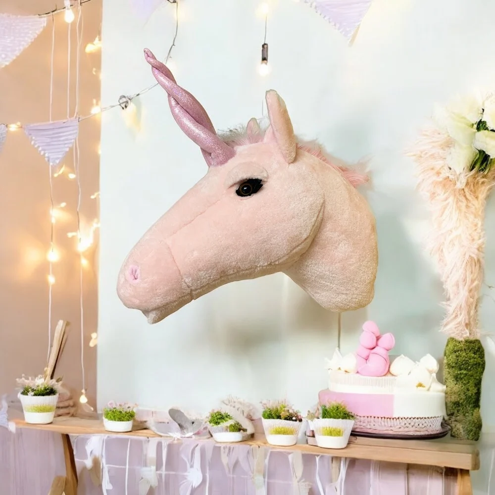 Dreamy unicorn fantastic kids toys Pink lifelike unicorn animal head for wall decoration for princess room