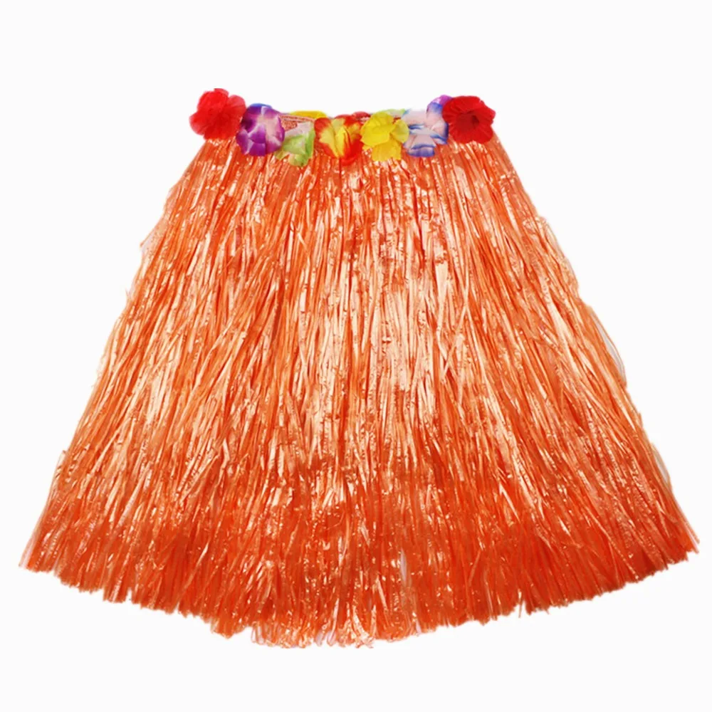 1Set Ladies Women Hawaii Fancy Dress Grass Skirt Hula Hawaiian Full Charming 40CM Garland Headband Bracelet Costume