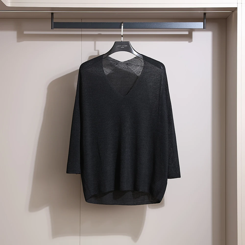 Sl V-Ne تريكو فضفاض مناسب للتخسيس من ألياف البوليستر طويل Sve للتنقل قطعة واحدة لموسم الخريف لون نقي #5