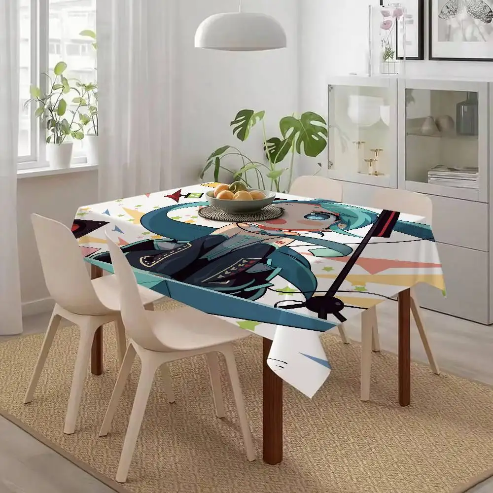 1pc Hatsune Miku Cartoon Tablecloth Happy New Year Party Decorations For Home 2026 Kitchen Dinning Plastic Table Cover