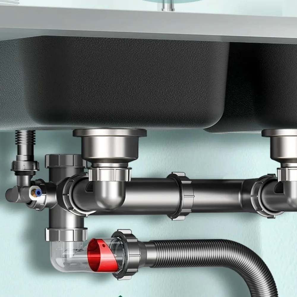 plastic Wash Basin Drainage Pipe Kit Curved Tube Anti-Blocking Sink Drain Check Valve Fast Connection Odor Proof
